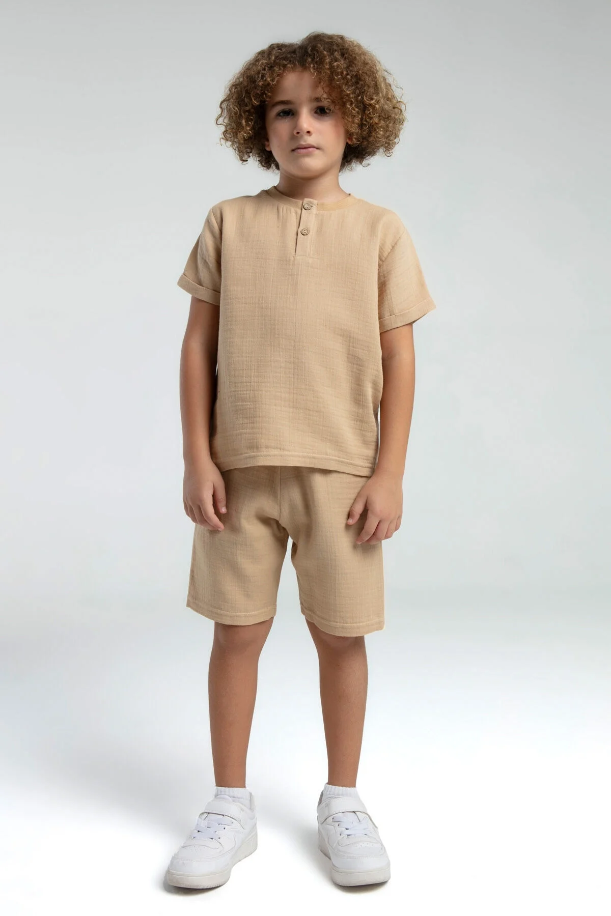 Rolypoly Erkek Çocuk Krem Bermuda Takım