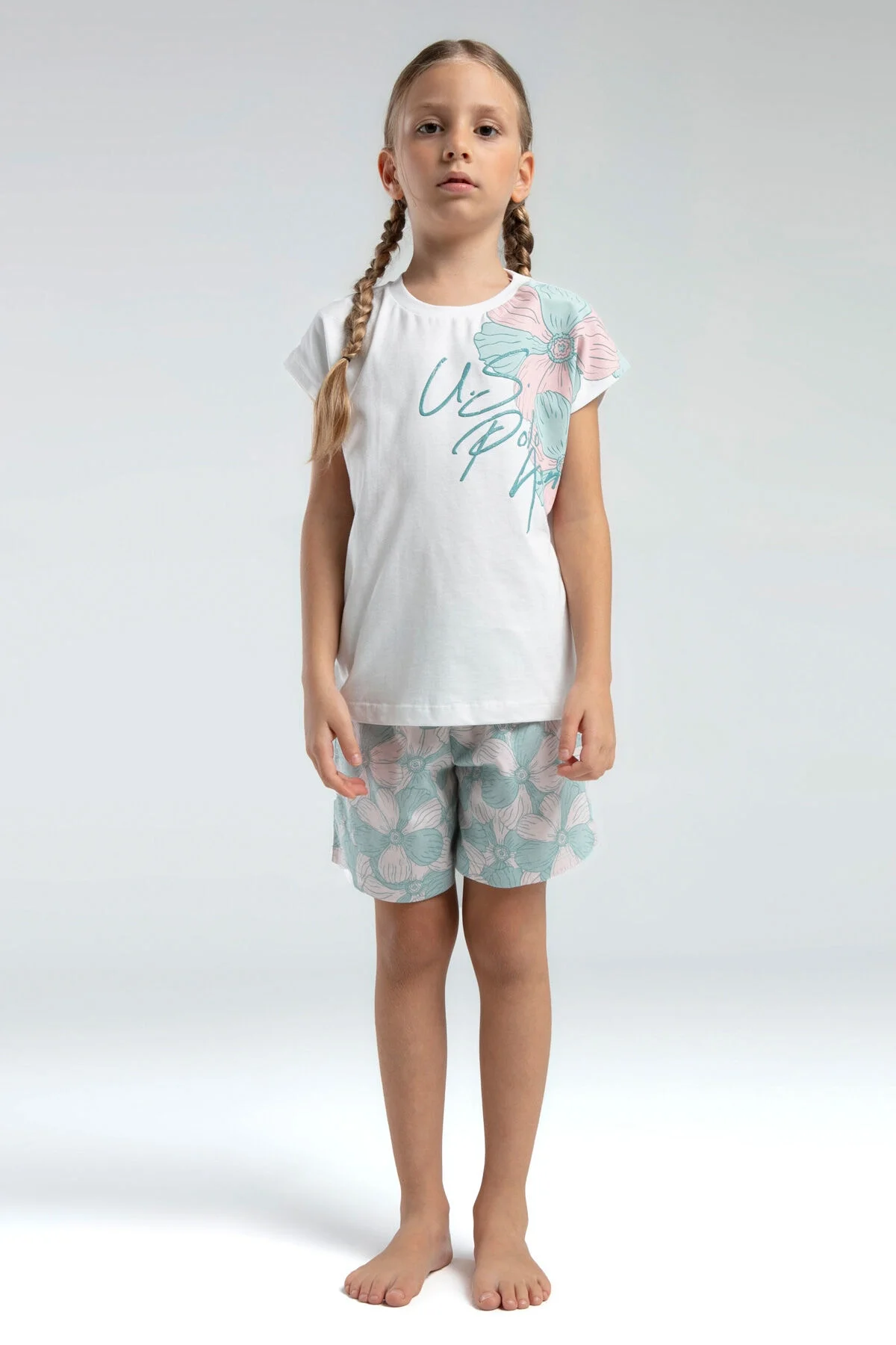 U.S. Polo Assn Kız Çocuk Krem Şort Takım