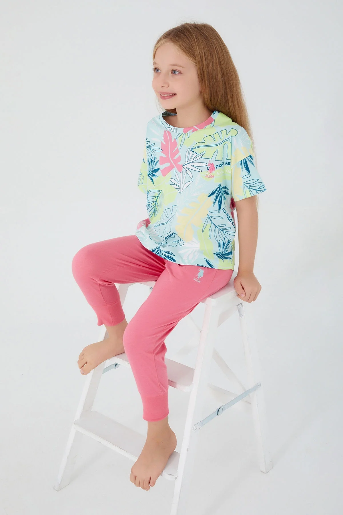 U.S. Polo Assn Kız Çocuk Yeşil Pijama Takımı