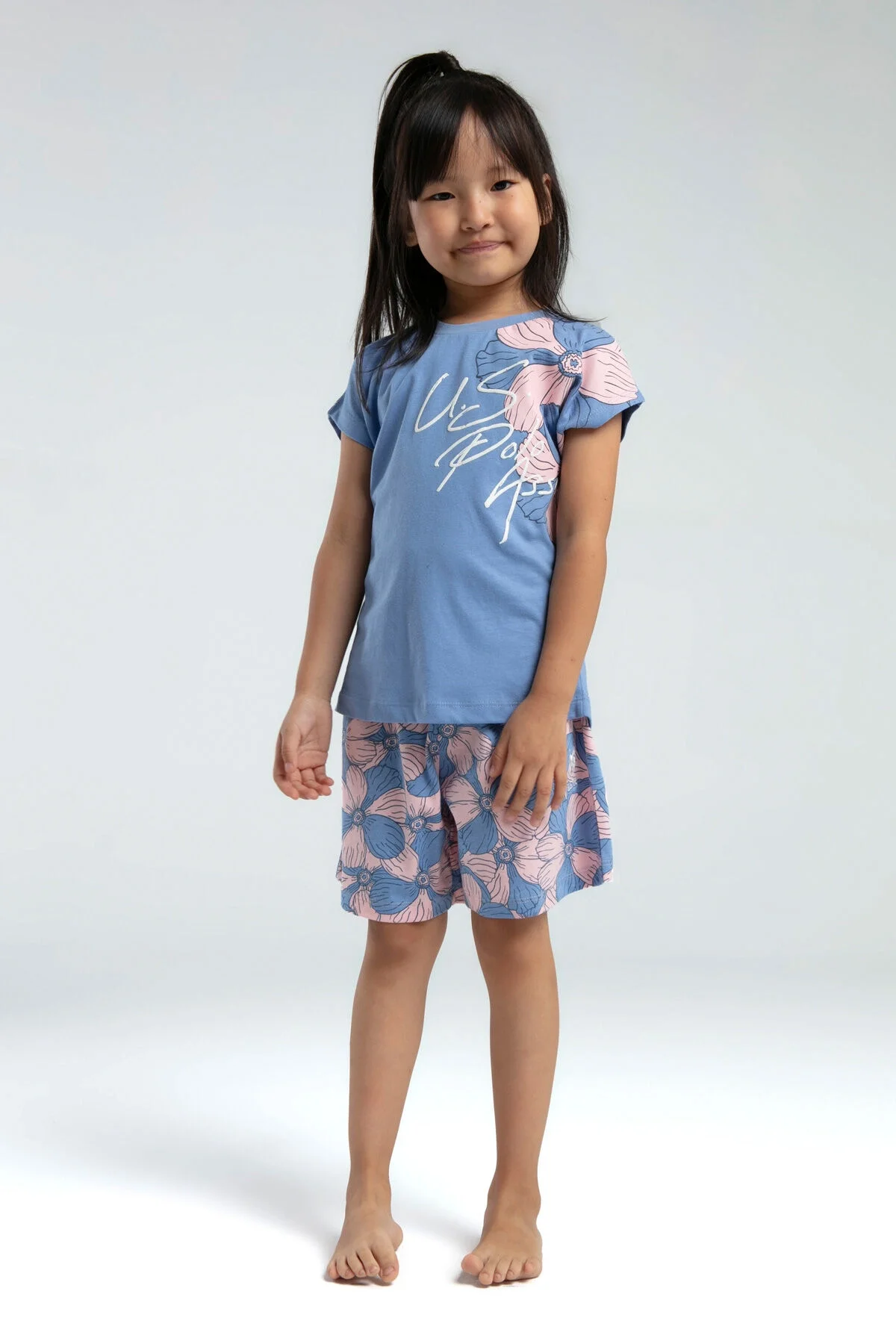 U.S. Polo Assn Kız Çocuk Mavi Şort Takım