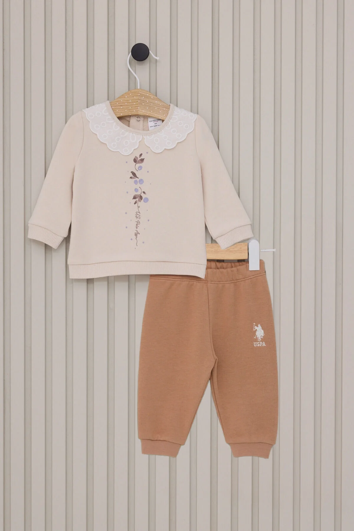 U.S. Polo Assn Kız Bebek Krem Takım