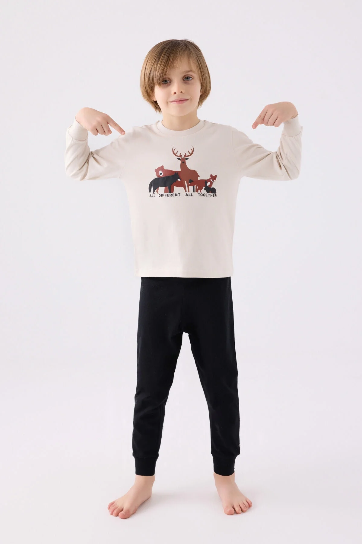 Rolypoly Erkek Çocuk Krem Pijama Takımı