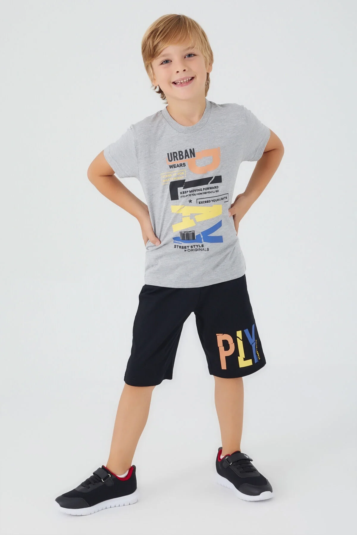 Rolypoly Erkek Çocuk Gri Bermuda Takım