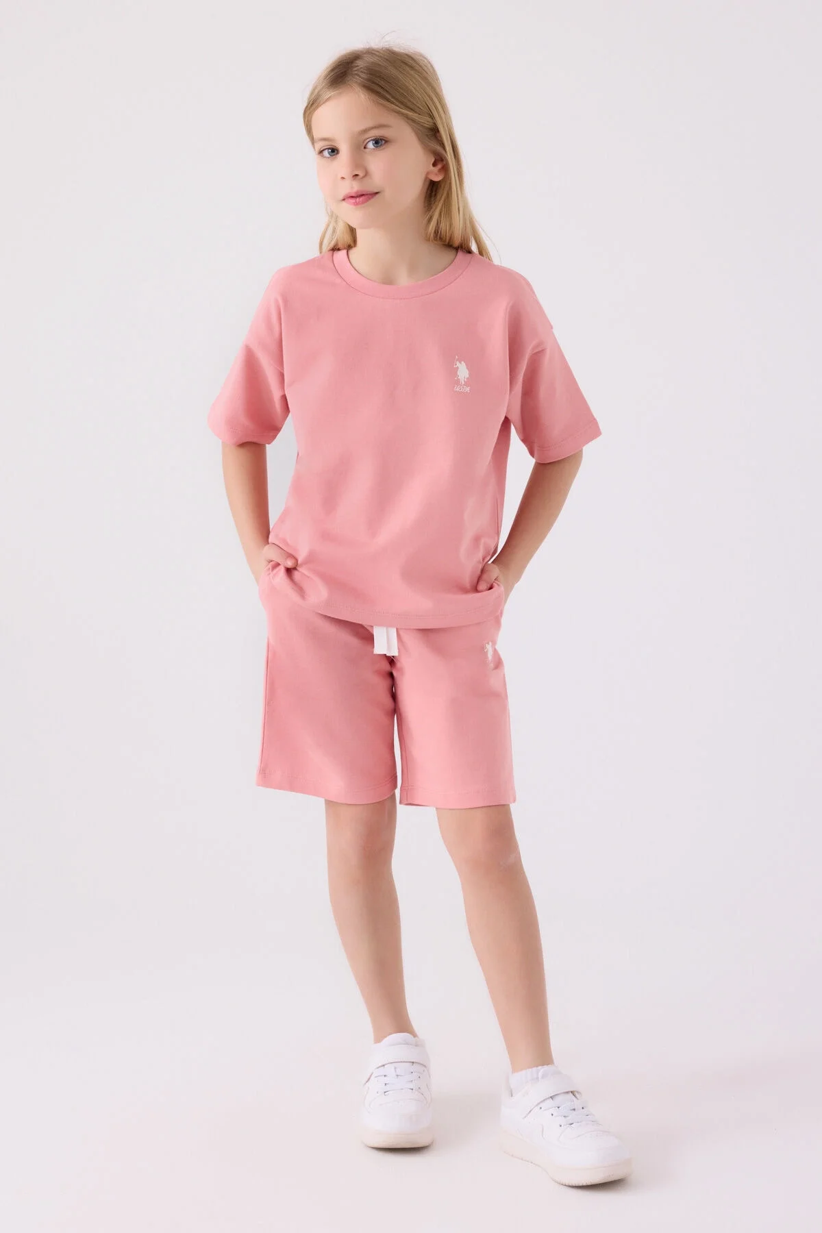U.S. Polo Assn Kız Çocuk Pembe Bermuda Takım