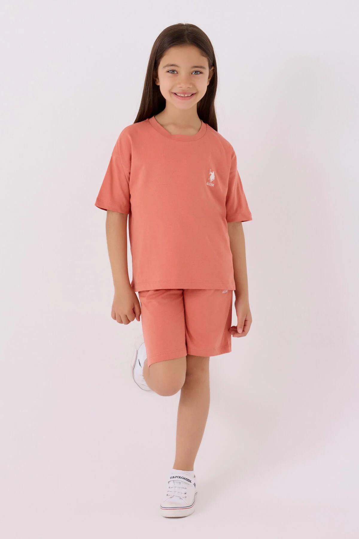 U.S. Polo Assn Kız Çocuk Pembe Bermuda Takım