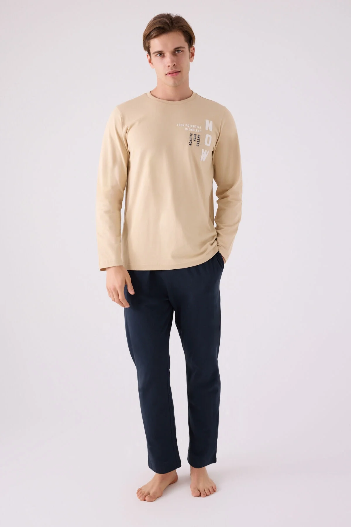 Arnetta Erkek Krem Pijama Takımı