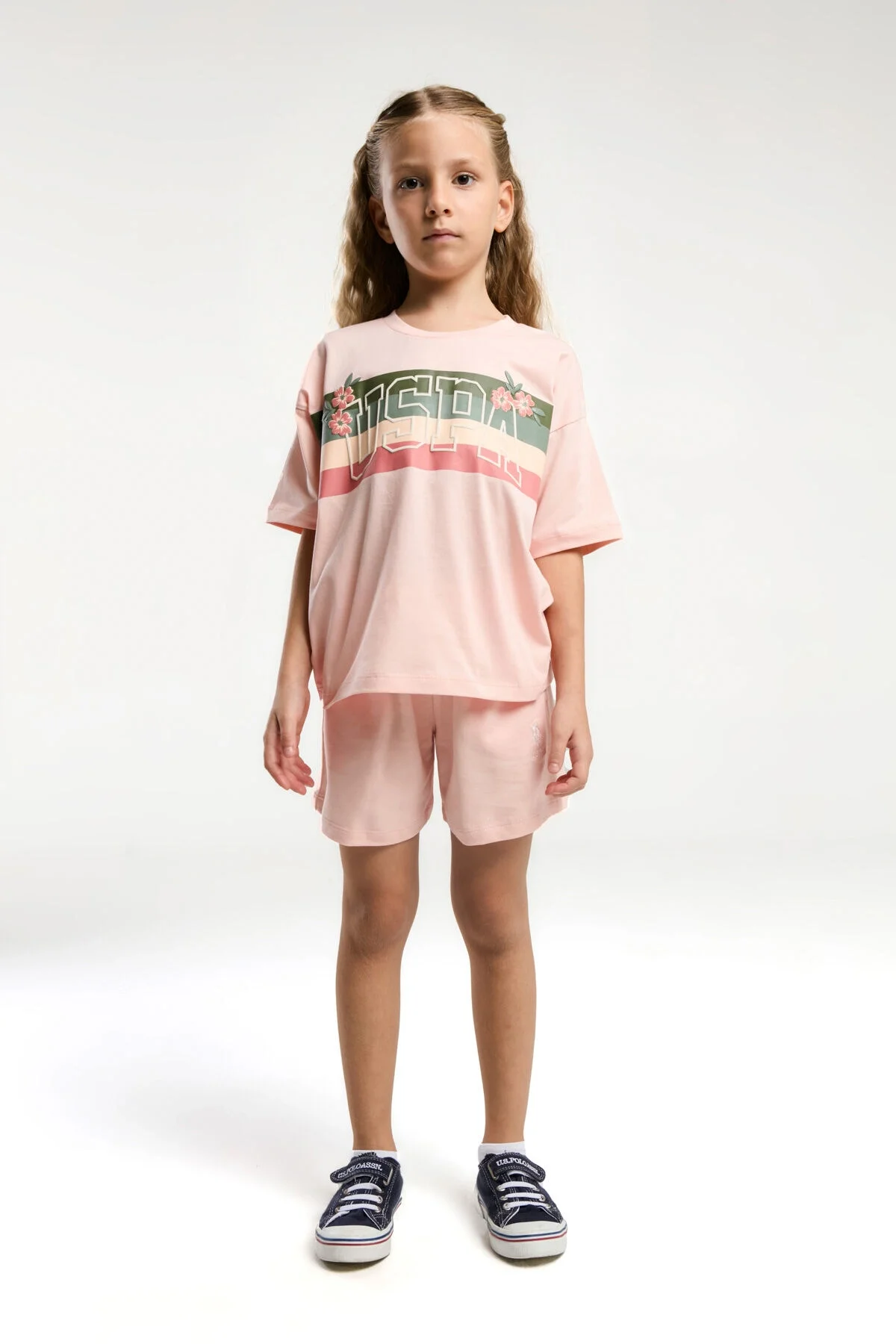 U.S. Polo Assn Kız Çocuk Pembe Şort Takım