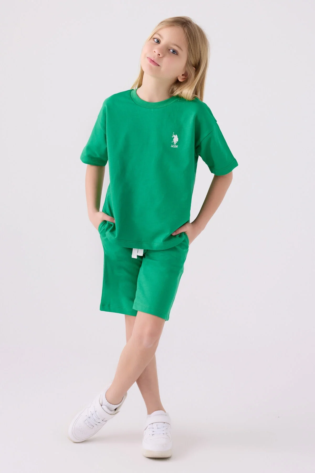 U.S. Polo Assn Kız Çocuk Yeşil Bermuda Takım