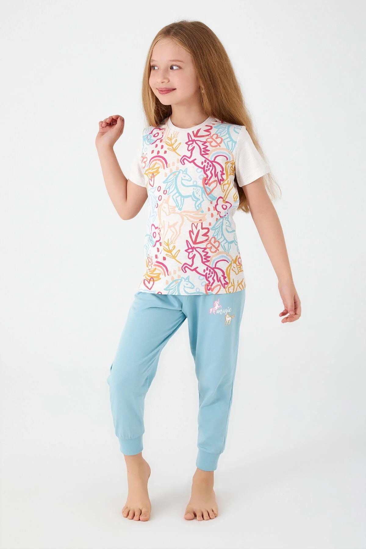 Rolypoly Kız Çocuk Beyaz Pijama Takımı