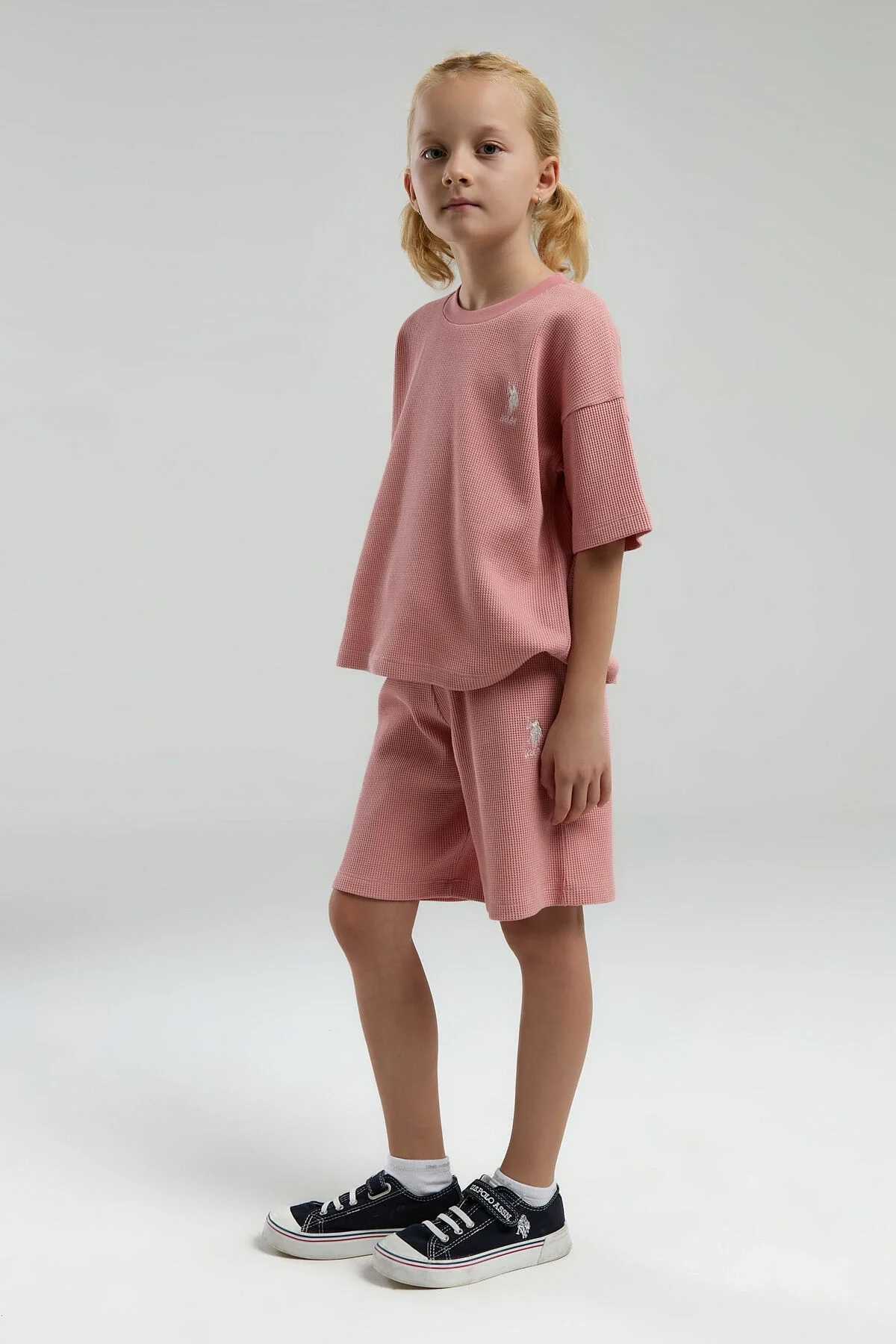 U.S. Polo Assn Kız Çocuk Pembe Bermuda Takım