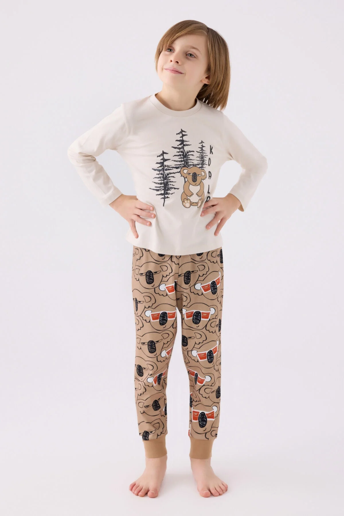 Rolypoly Erkek Çocuk Kahverengi Pijama Takımı