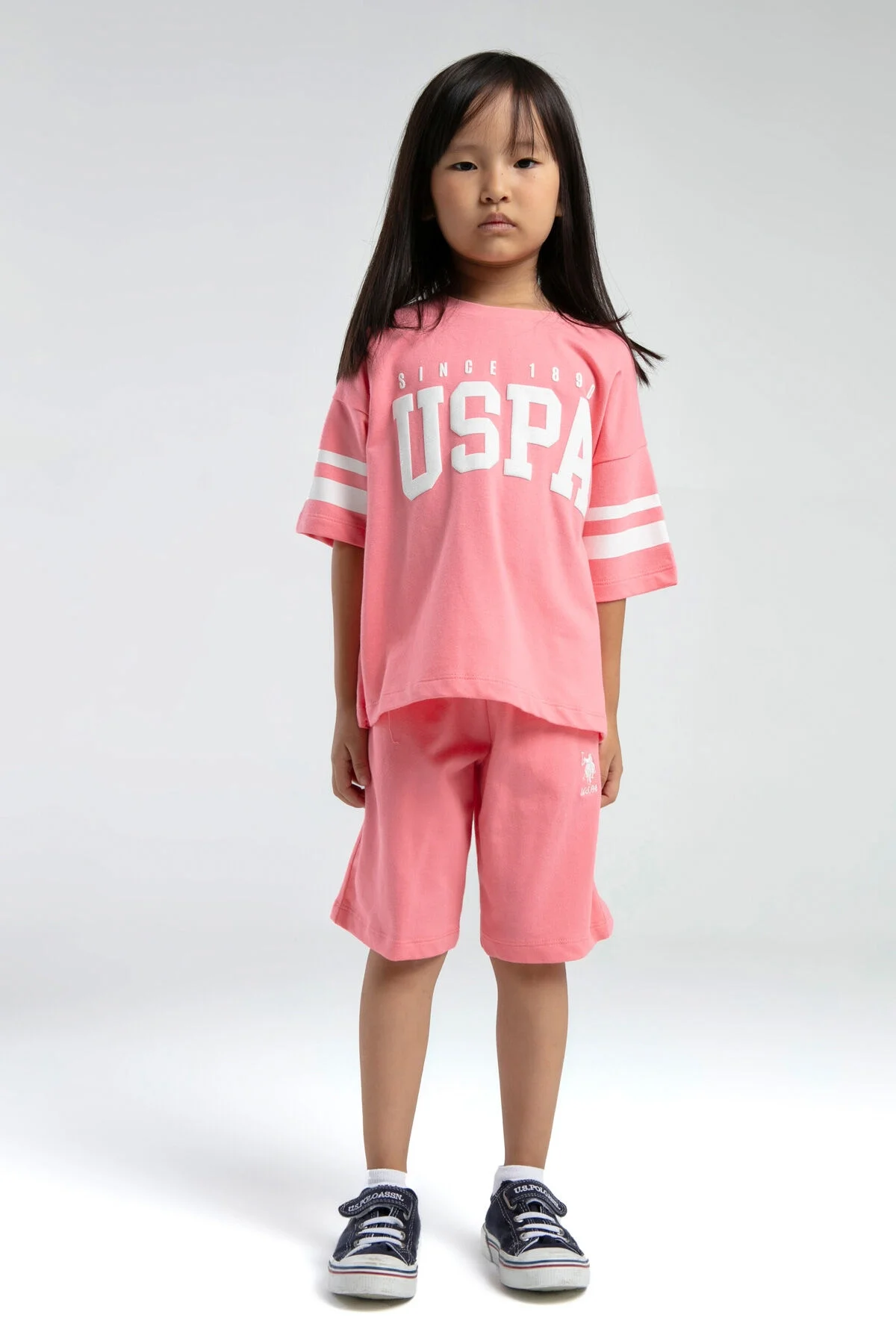 U.S. Polo Assn Kız Çocuk Pembe Bermuda Takım