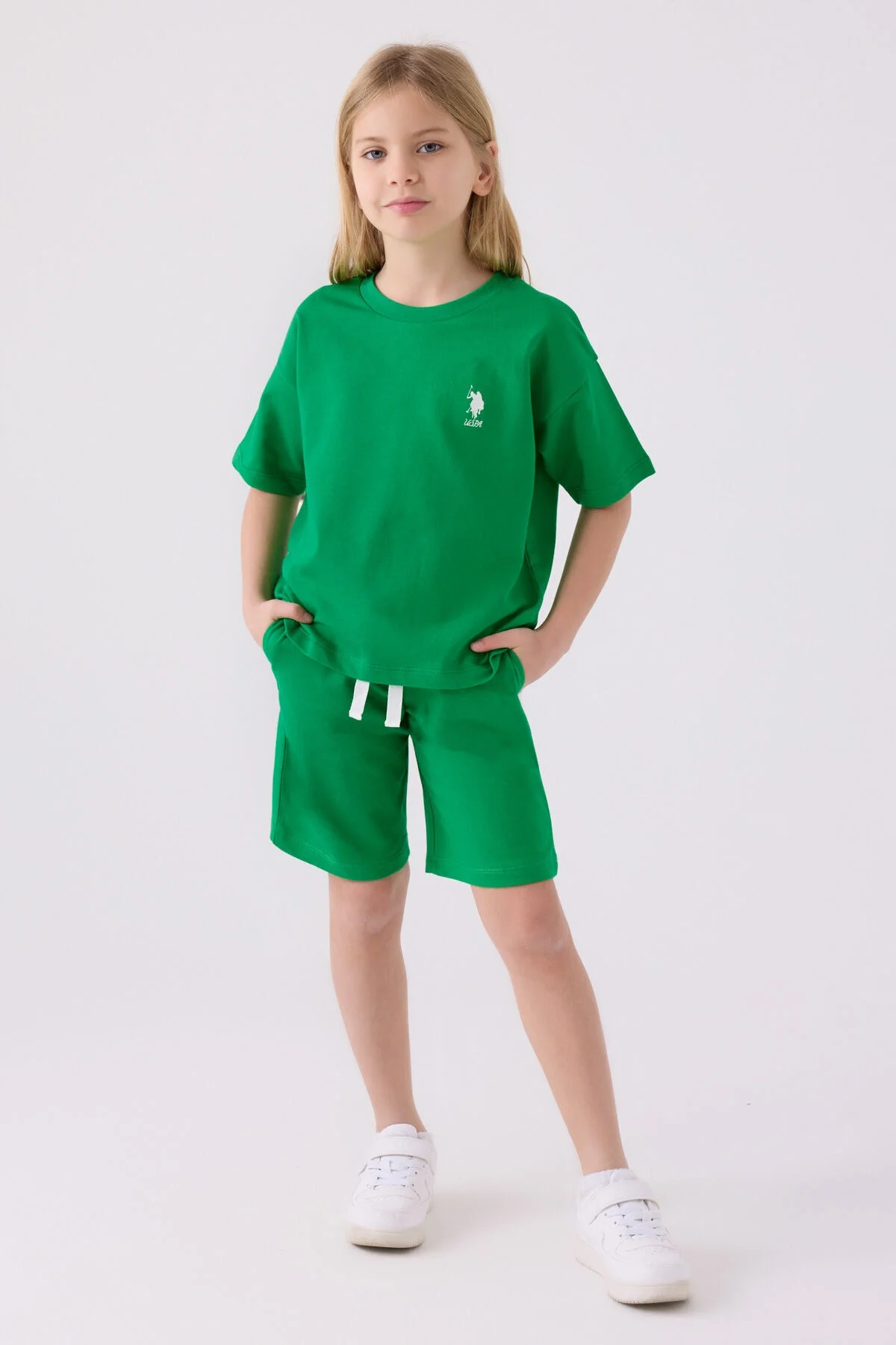 U.S. Polo Assn Kız Çocuk Yeşil Bermuda Takım