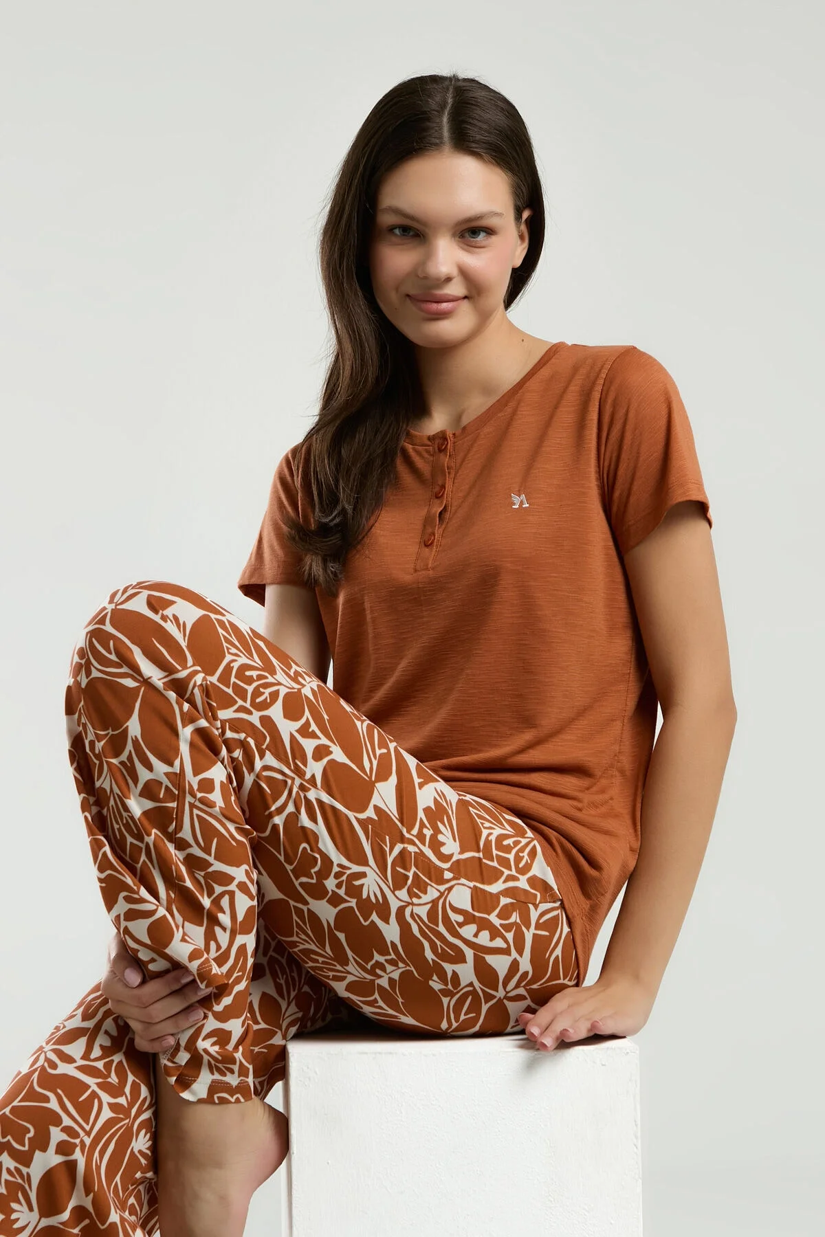 Arnetta Kadın Kahverengi Pijama Takımı