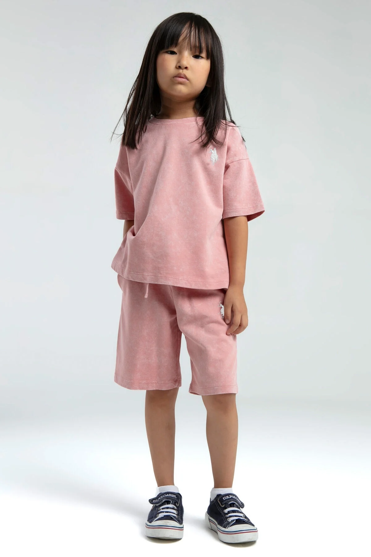 U.S. Polo Assn Kız Çocuk Pembe Bermuda Takım