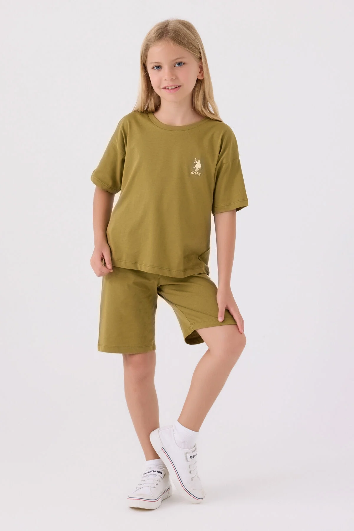 U.S. Polo Assn Kız Çocuk Yeşil Bermuda Takım