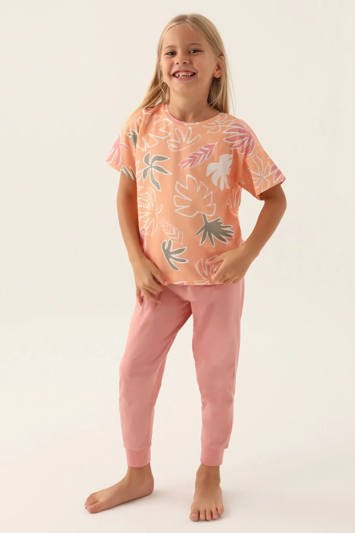 Rolypoly Kız Çocuk Turuncu Pijama Takımı