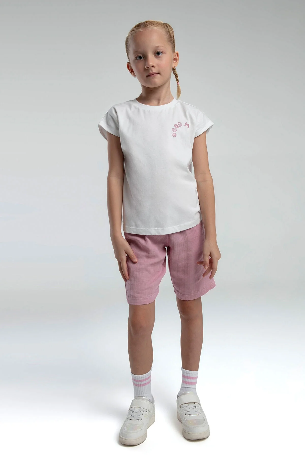 Rolypoly Kız Çocuk Beyaz Bermuda Takım