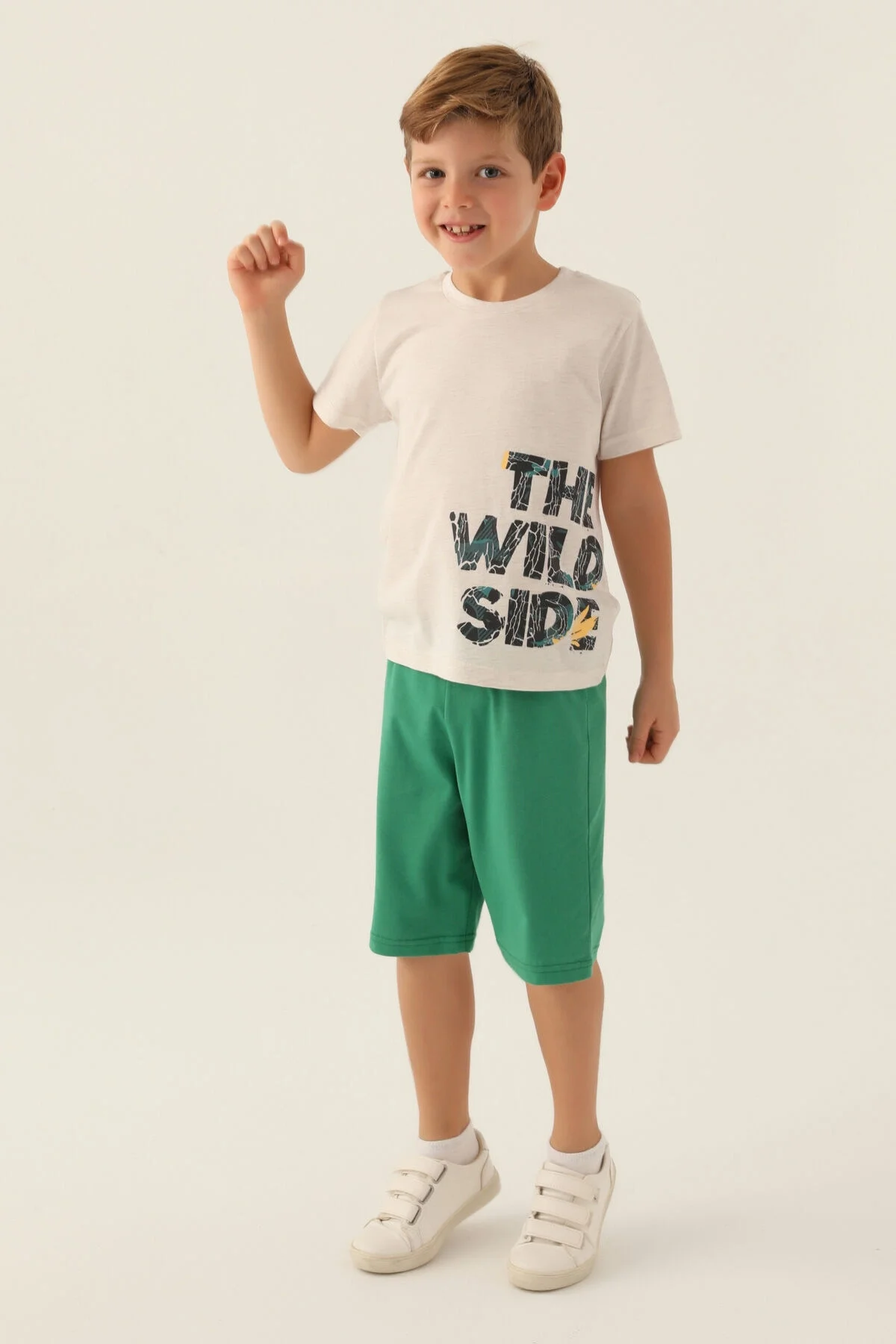 Rolypoly Erkek Çocuk Krem Bermuda Takım