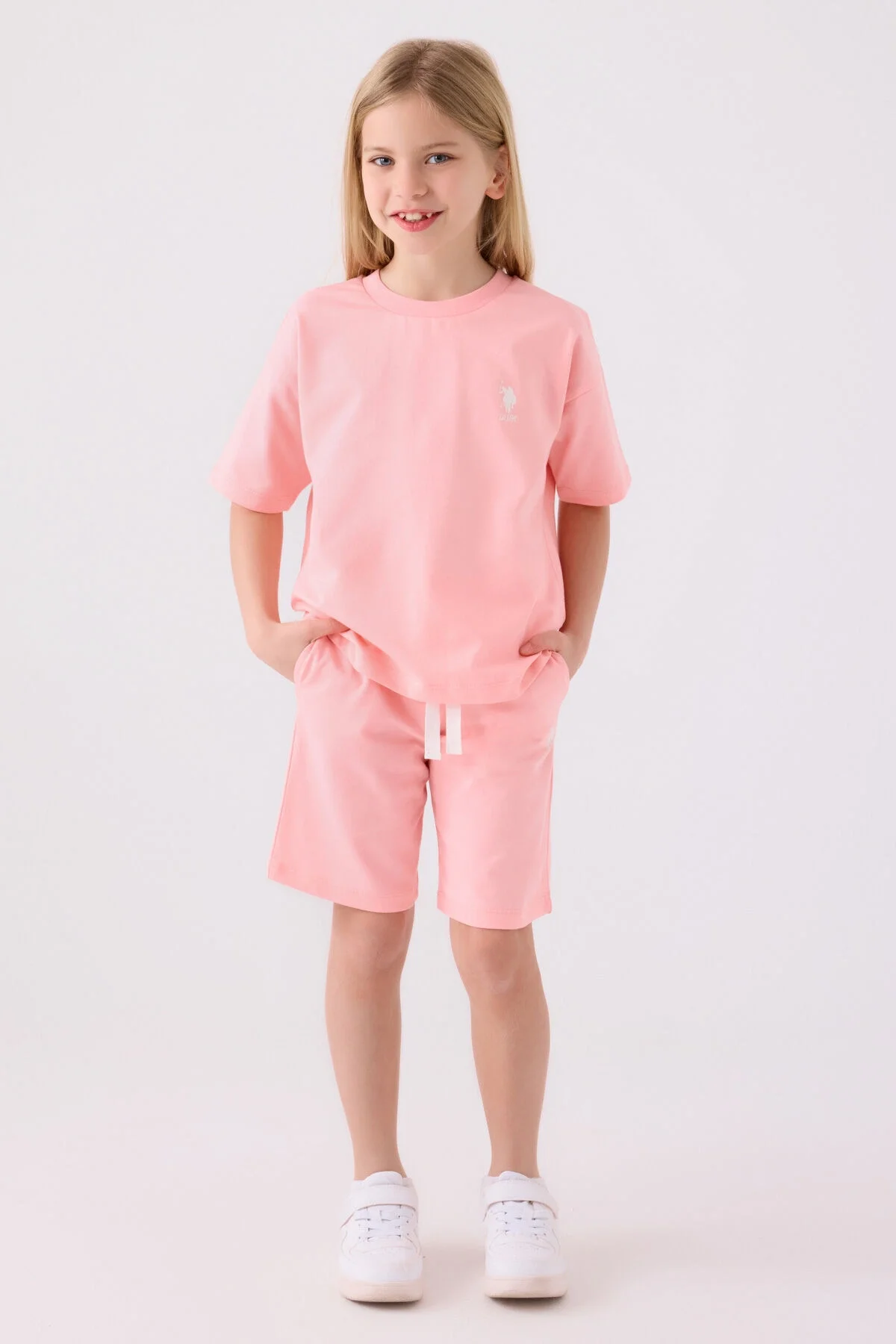 U.S. Polo Assn Kız Çocuk Pembe Bermuda Takım