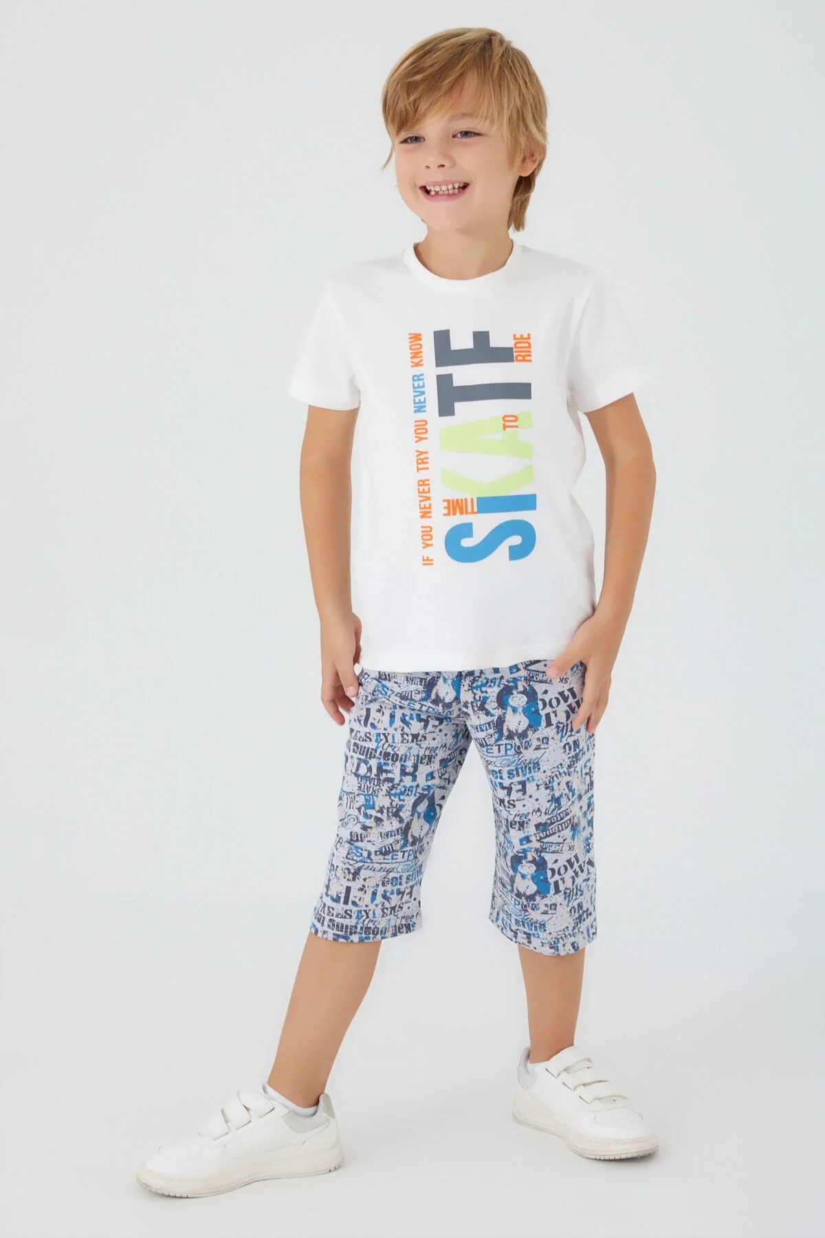 Rolypoly Erkek Çocuk Beyaz Kapri Takım