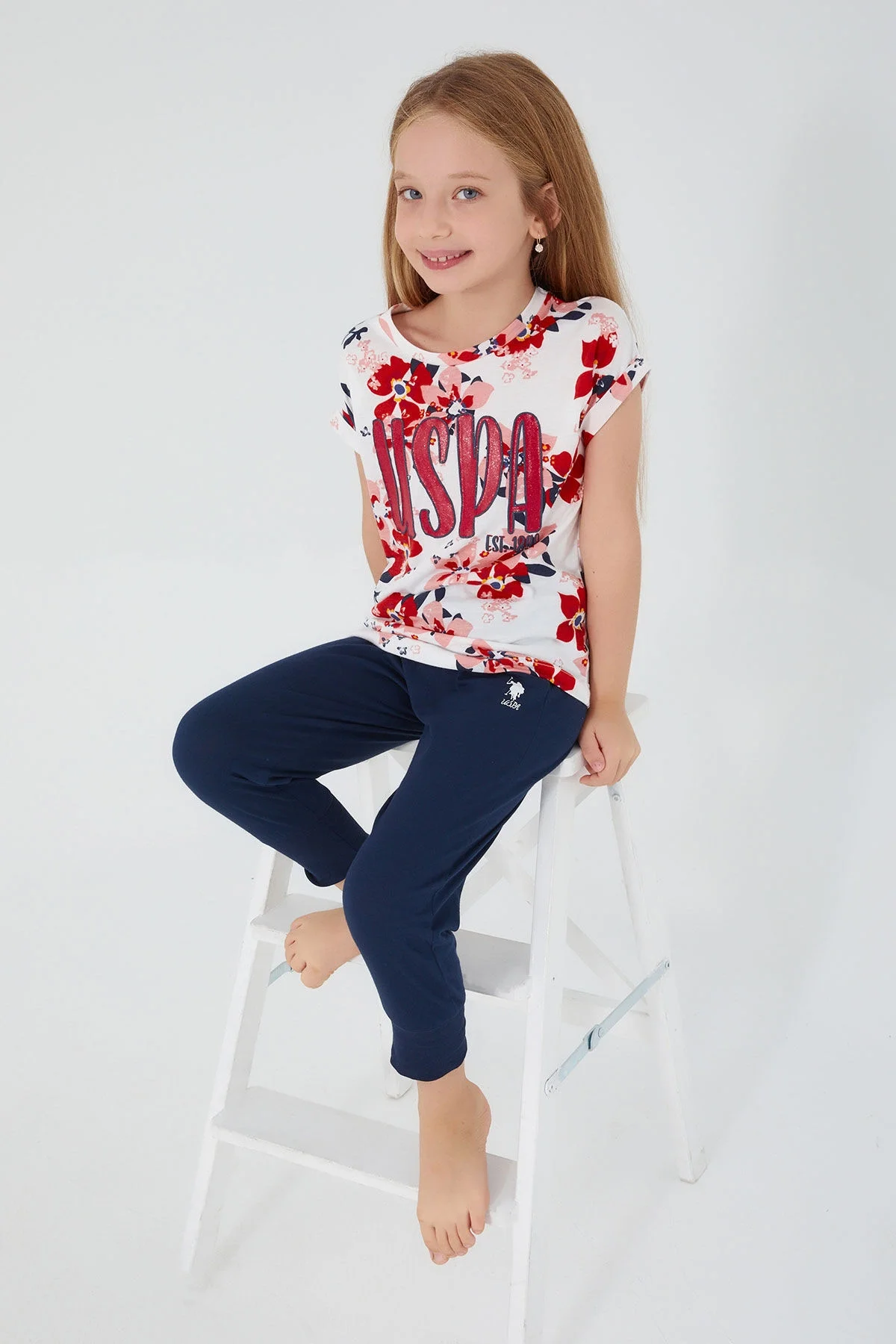 U.S. Polo Assn Kız Çocuk Krem Pijama Takımı