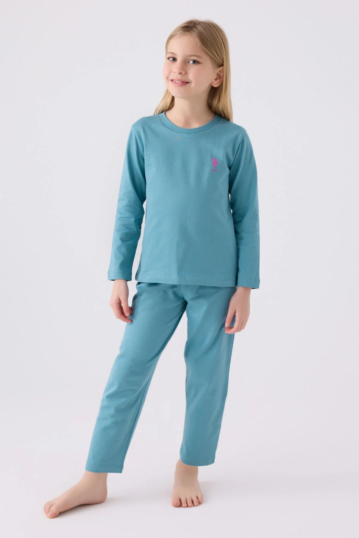 U.S. Polo Assn Kız Çocuk Mavi Pijama Takımı