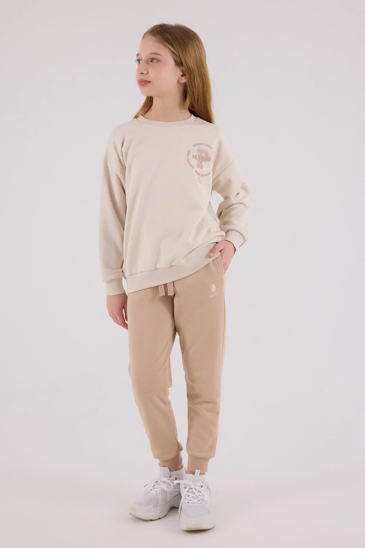 U.S. Polo Assn Kız Çocuk Krem Eşofman Takımı