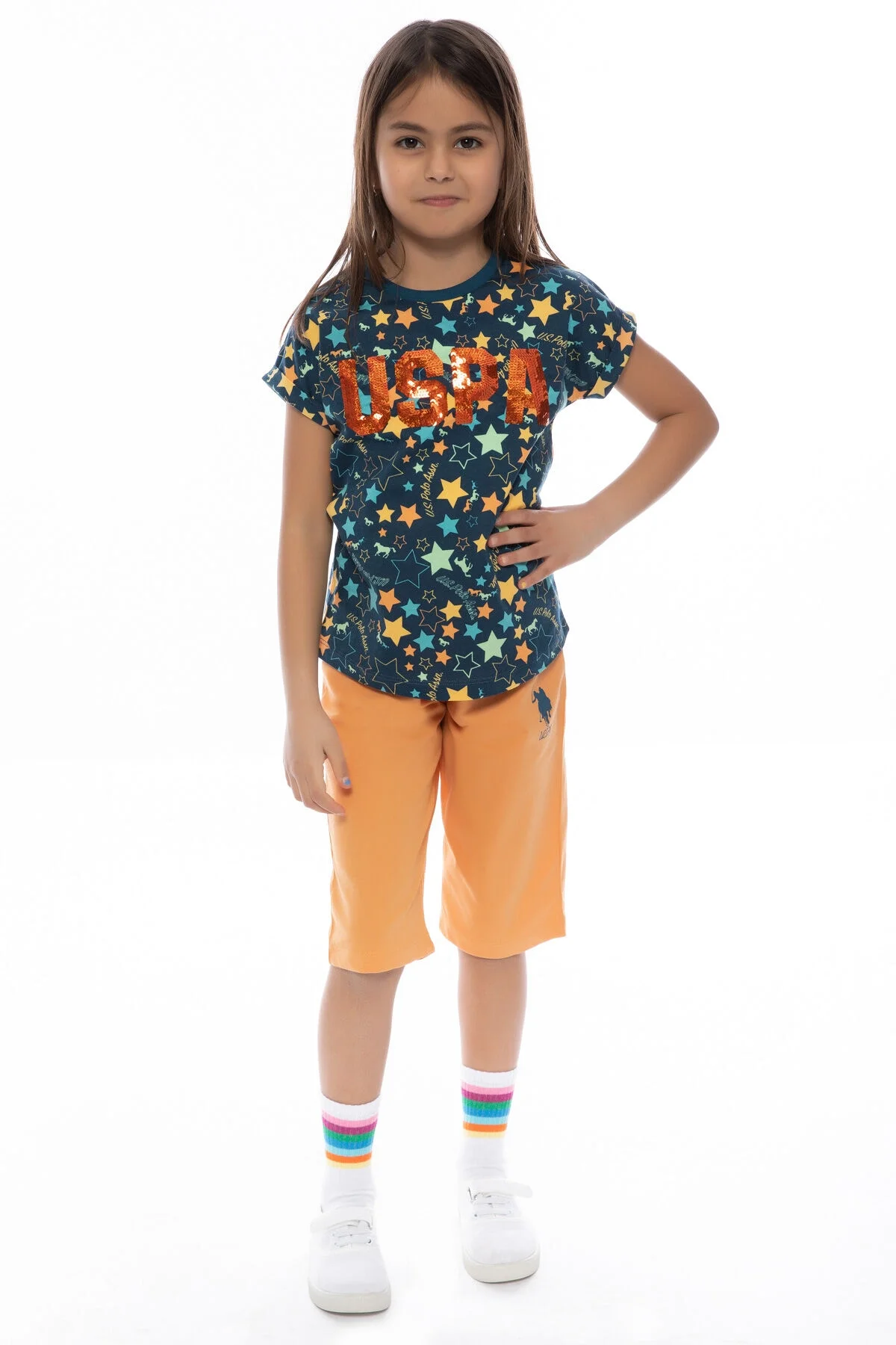 U.S. Polo Assn Kids Kız Çocuk Siyah Kapri Takımı