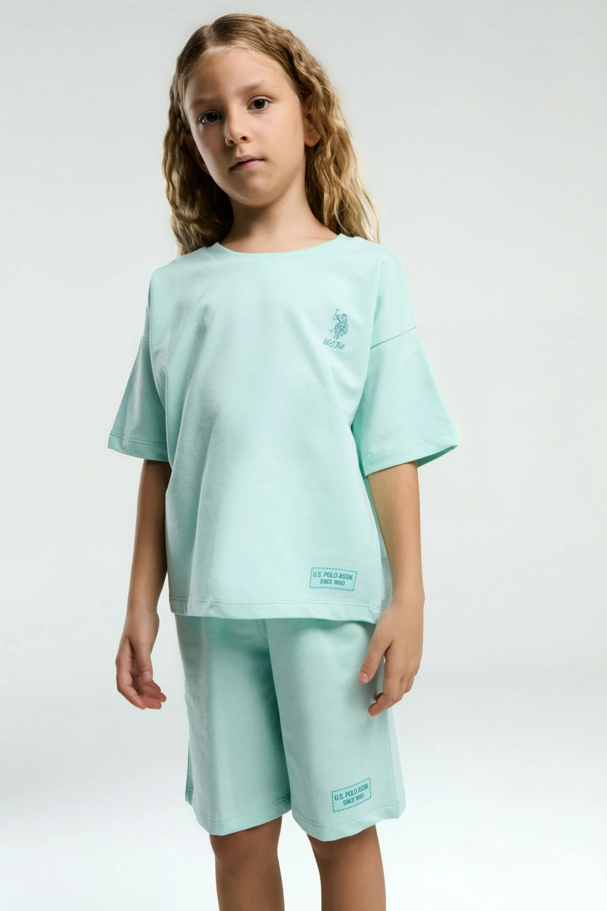 U.S. Polo Assn Kız Çocuk Mavi Bermuda Takım