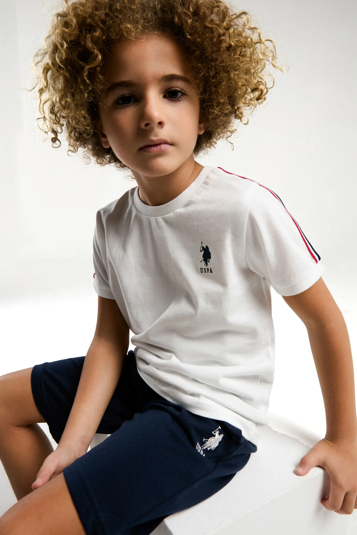 U.S. Polo Assn Erkek Çocuk Beyaz Bermuda Takım