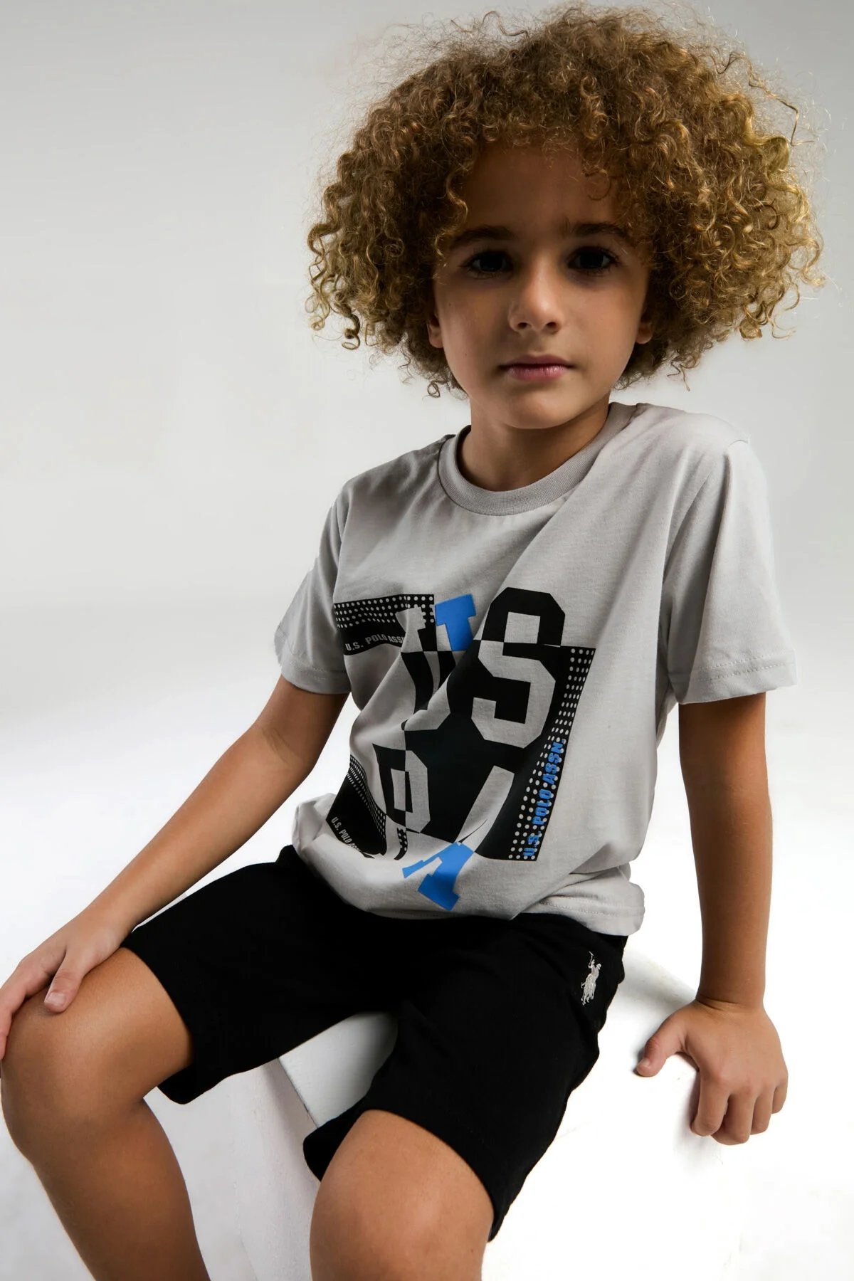 U.S. Polo Assn Erkek Çocuk Gri Bermuda Takım