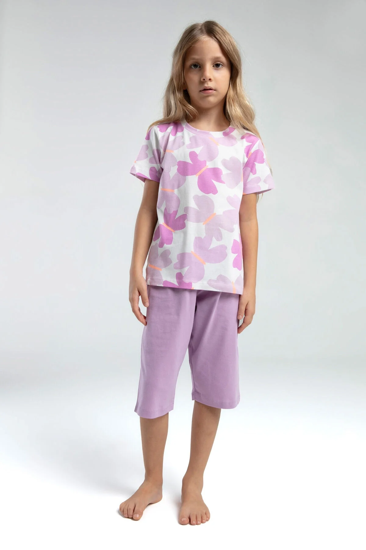 Rolypoly Kız Çocuk Mor Kapri Takımı