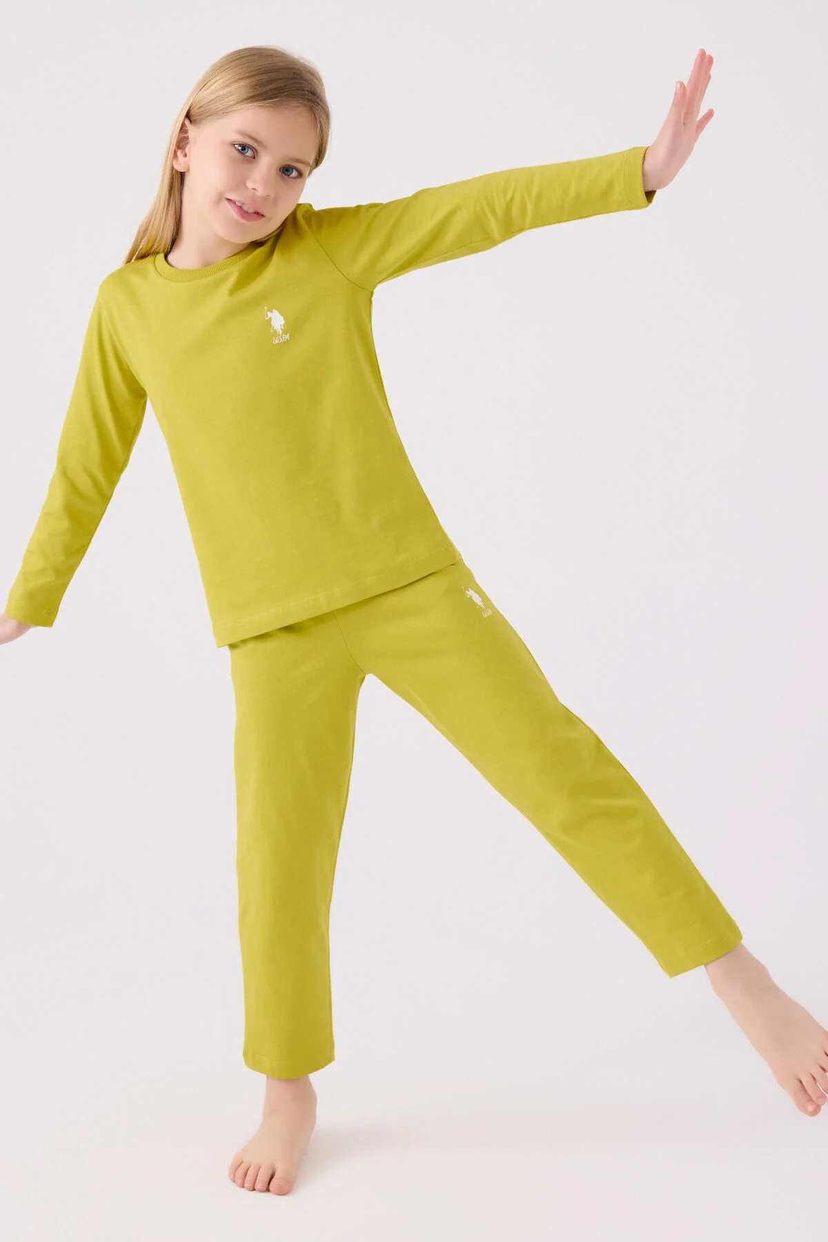 U.S. Polo Assn Kız Çocuk Yeşil Pijama Takımı