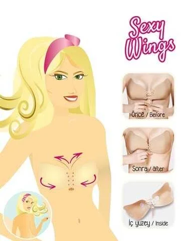 Dantelli Yapışkanlı Sütyen & Görünmez String