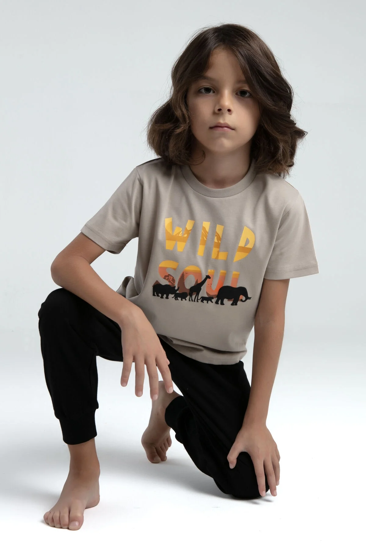 Rolypoly Erkek Çocuk Krem Pijama Takımı