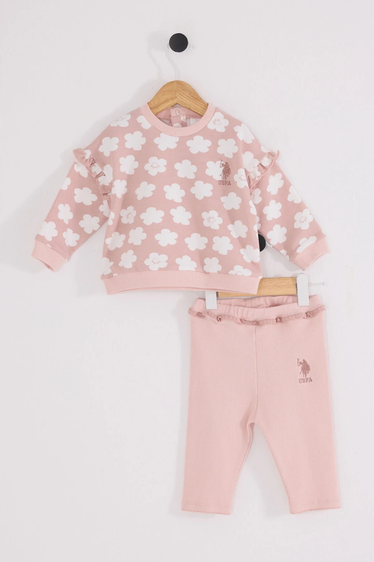 U.S. Polo Assn Kız Bebek Pembe Takım