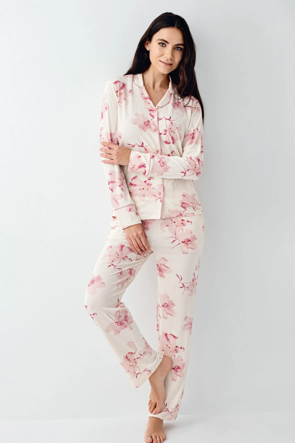 Pierre Cardin Kadın Krem Gömlek Pijama