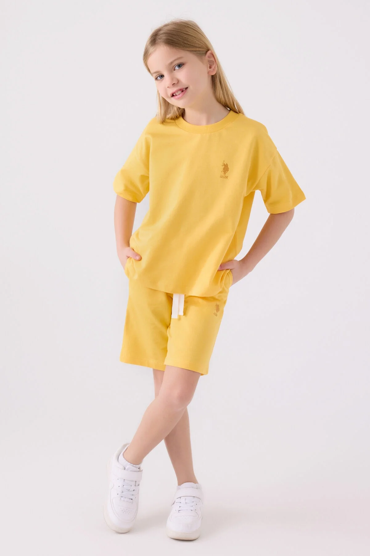 U.S. Polo Assn Kız Çocuk Sarı Bermuda Takım