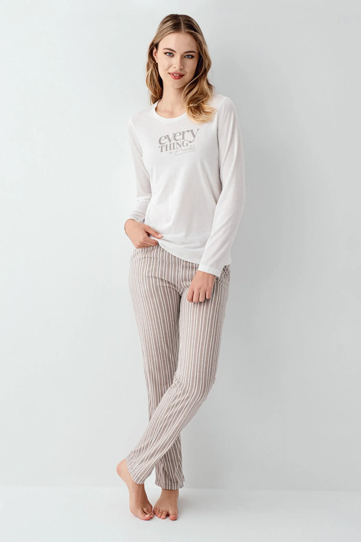 Arnetta Kadın Beyaz Pijama Takımı