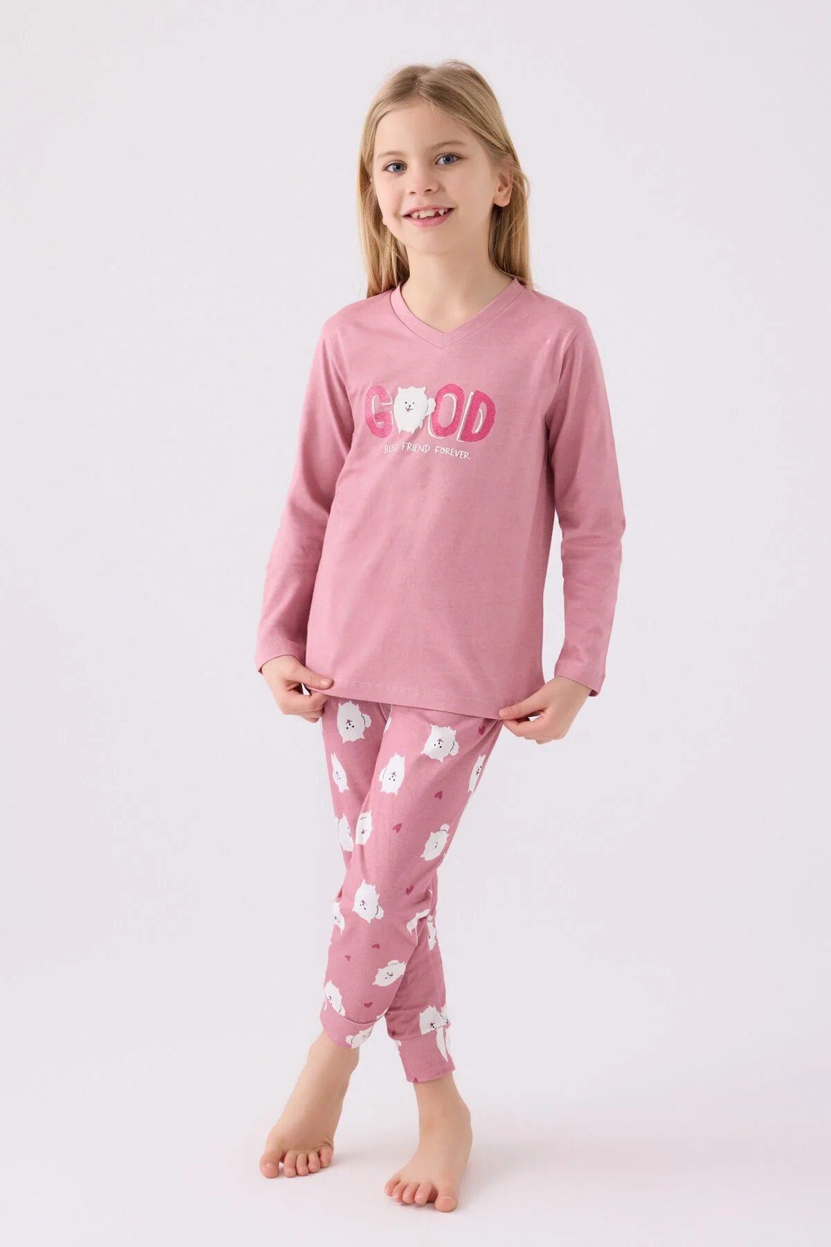 Arnetta Kız Çocuk Pembe Pijama Takımı