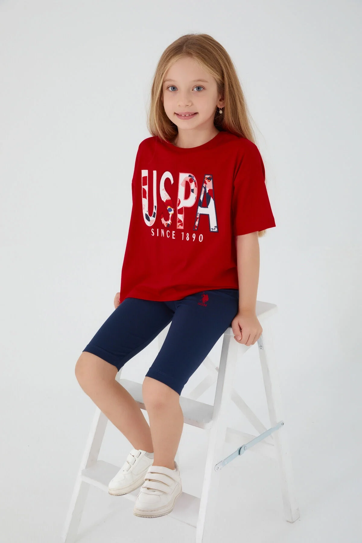 U.S. Polo Assn Kız Çocuk Kırmızı Bermuda Takım