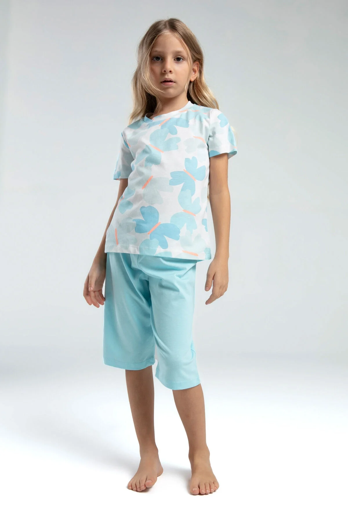 Rolypoly Kız Çocuk Mavi Kapri Takımı