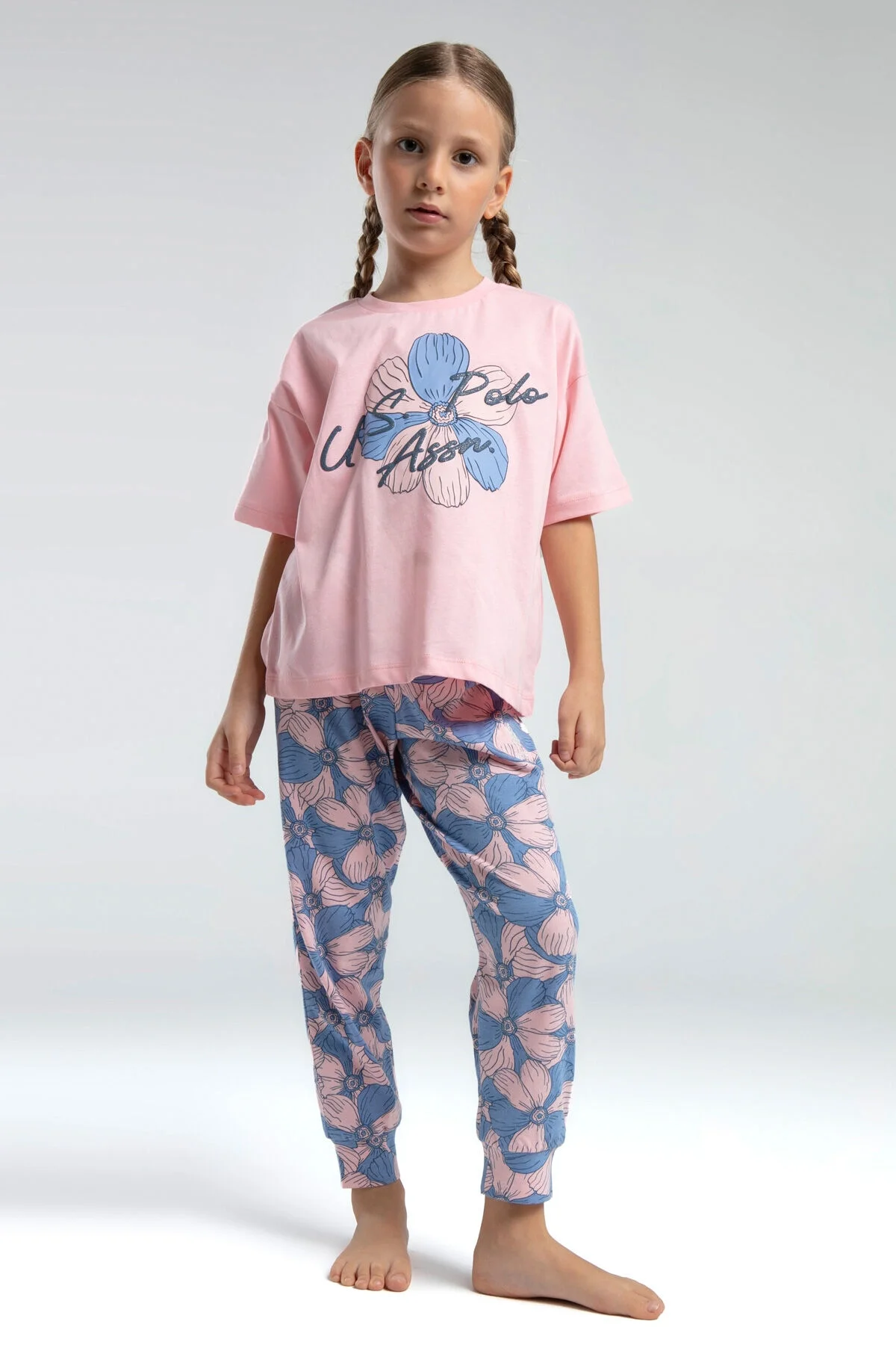 U.S. Polo Assn Kız Çocuk Turuncu Pijama Takımı