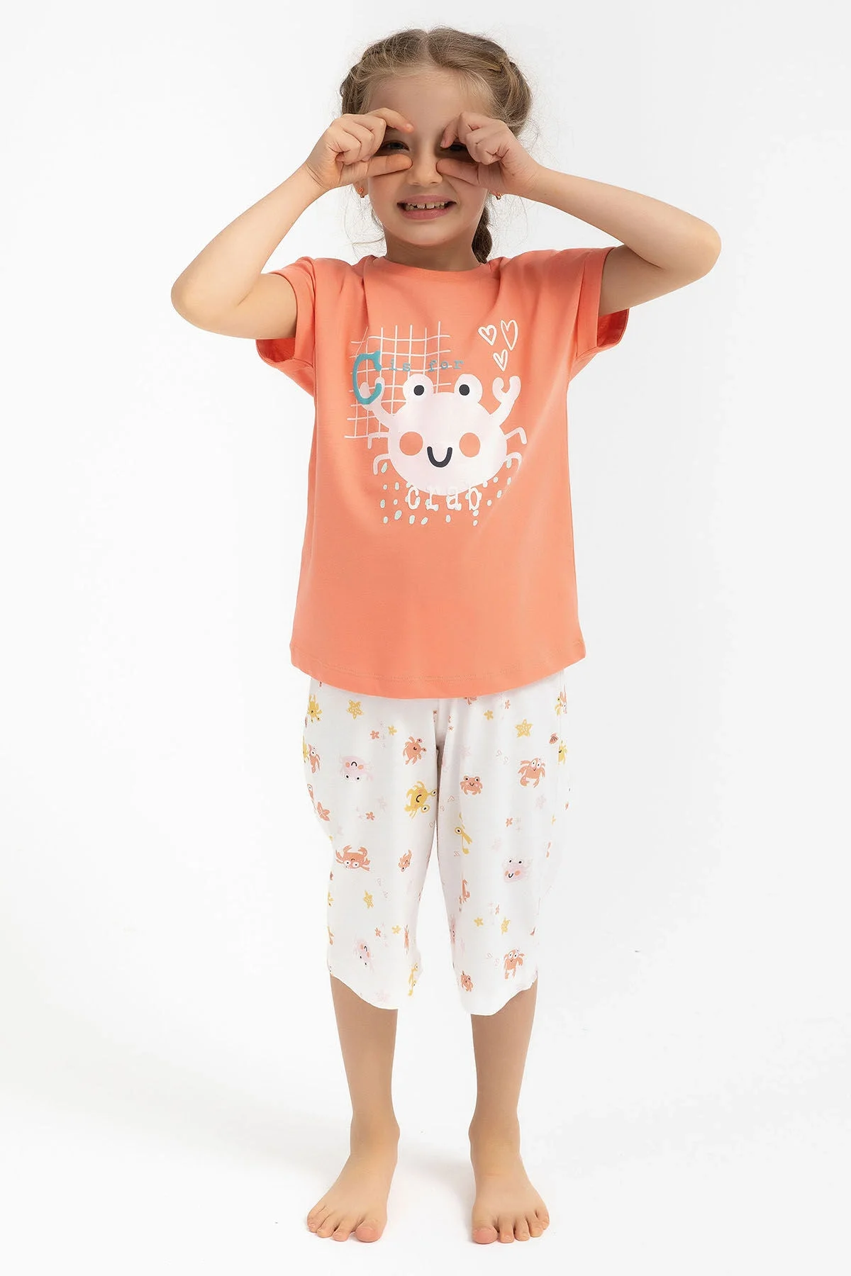 Rolypoly Kız Çocuk Turuncu Kapri Takımı