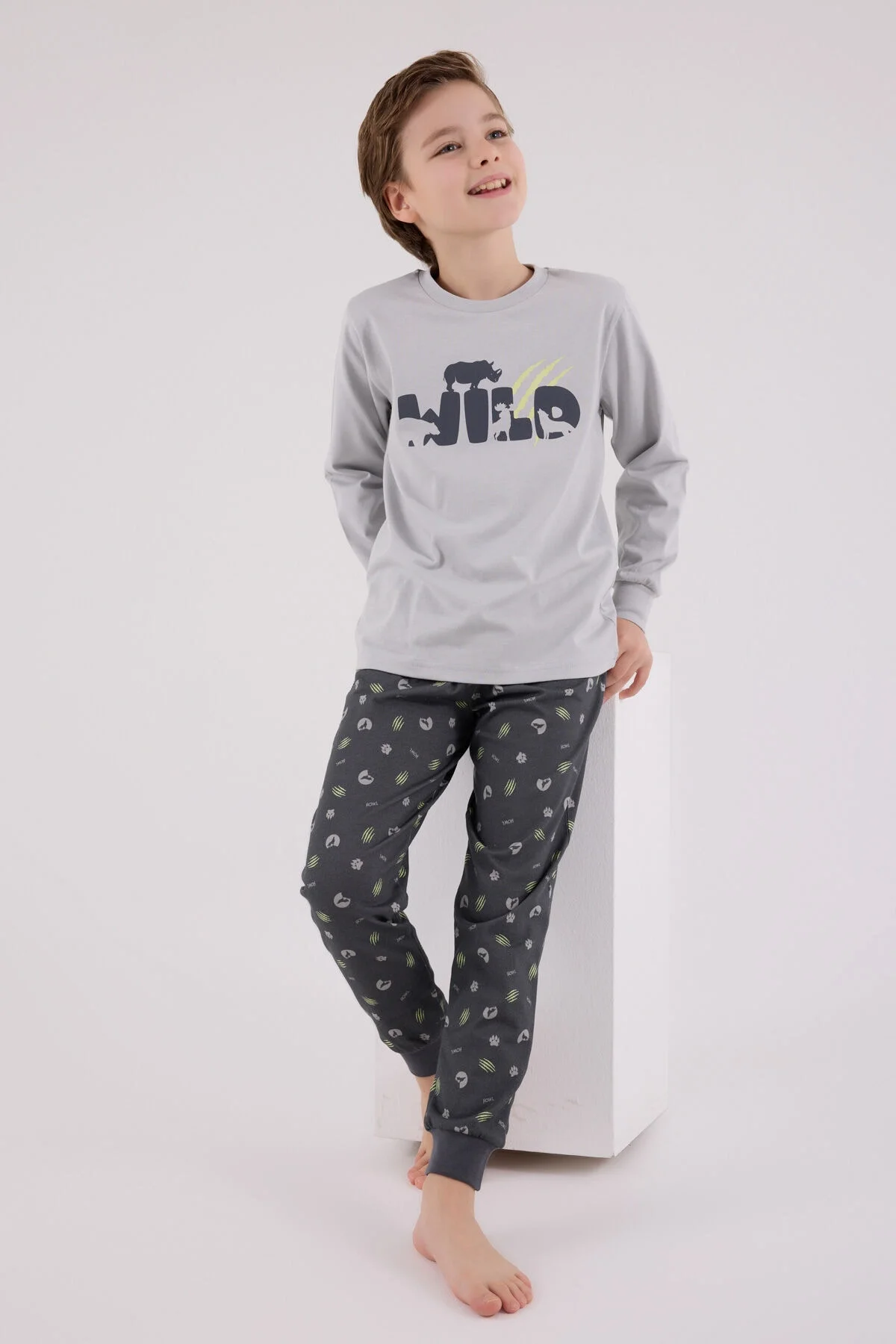 Rolypoly Erkek Çocuk Gri Pijama Takımı