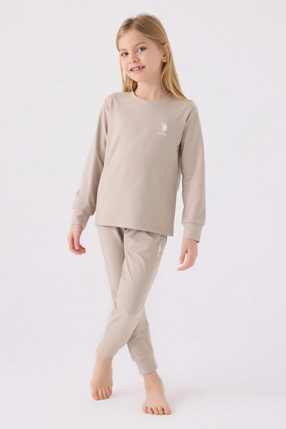 U.S. Polo Assn Kız Çocuk Krem Pijama Takımı