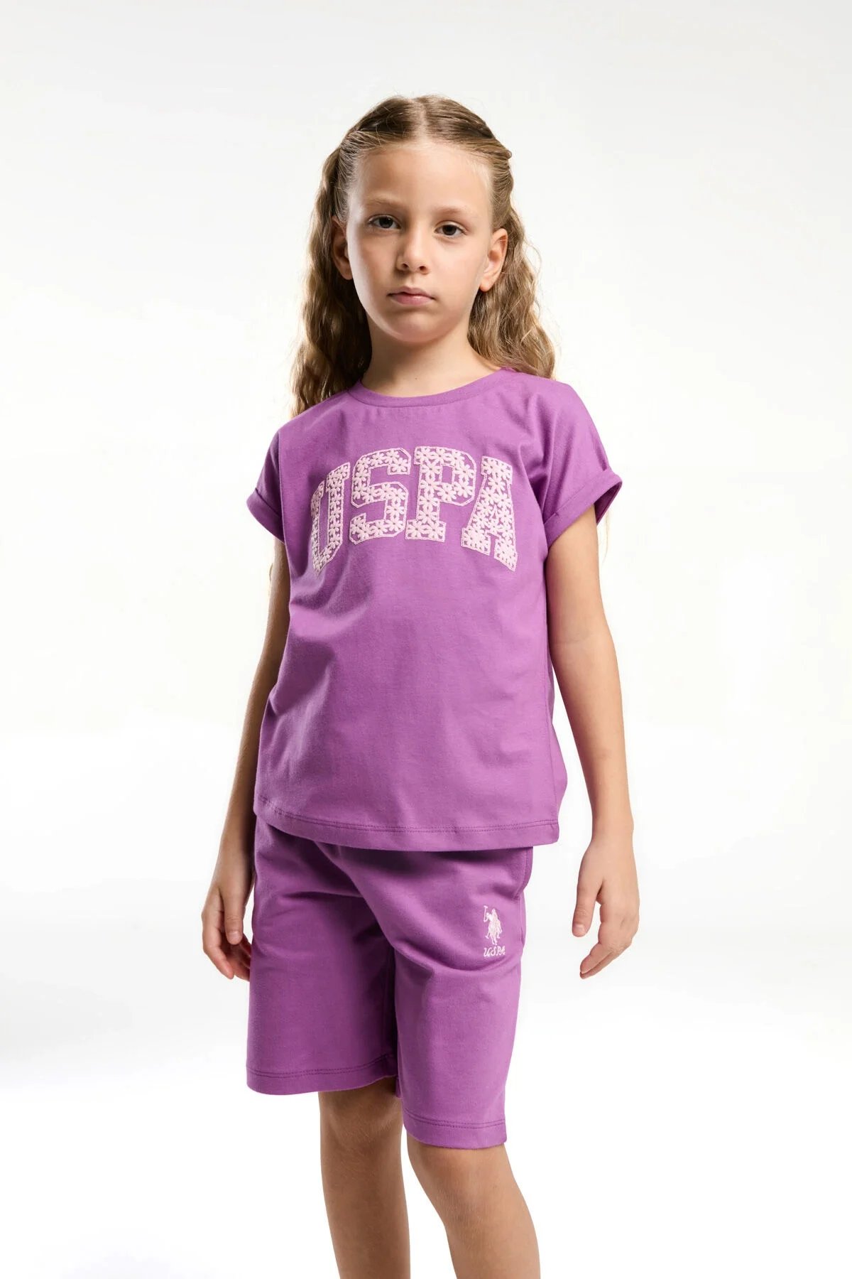 U.S. Polo Assn Kız Çocuk Mor Bermuda Takım