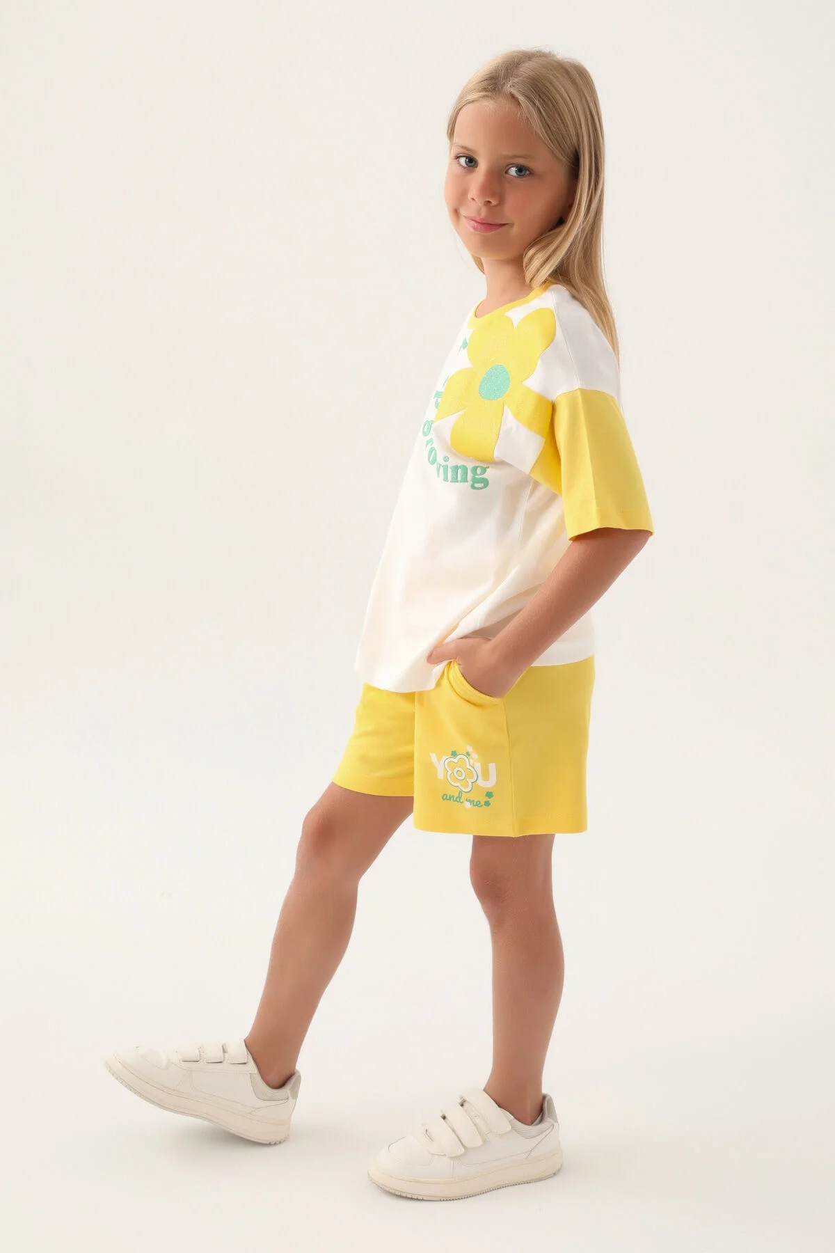 Rolypoly Kız Çocuk Sarı Şort Takım