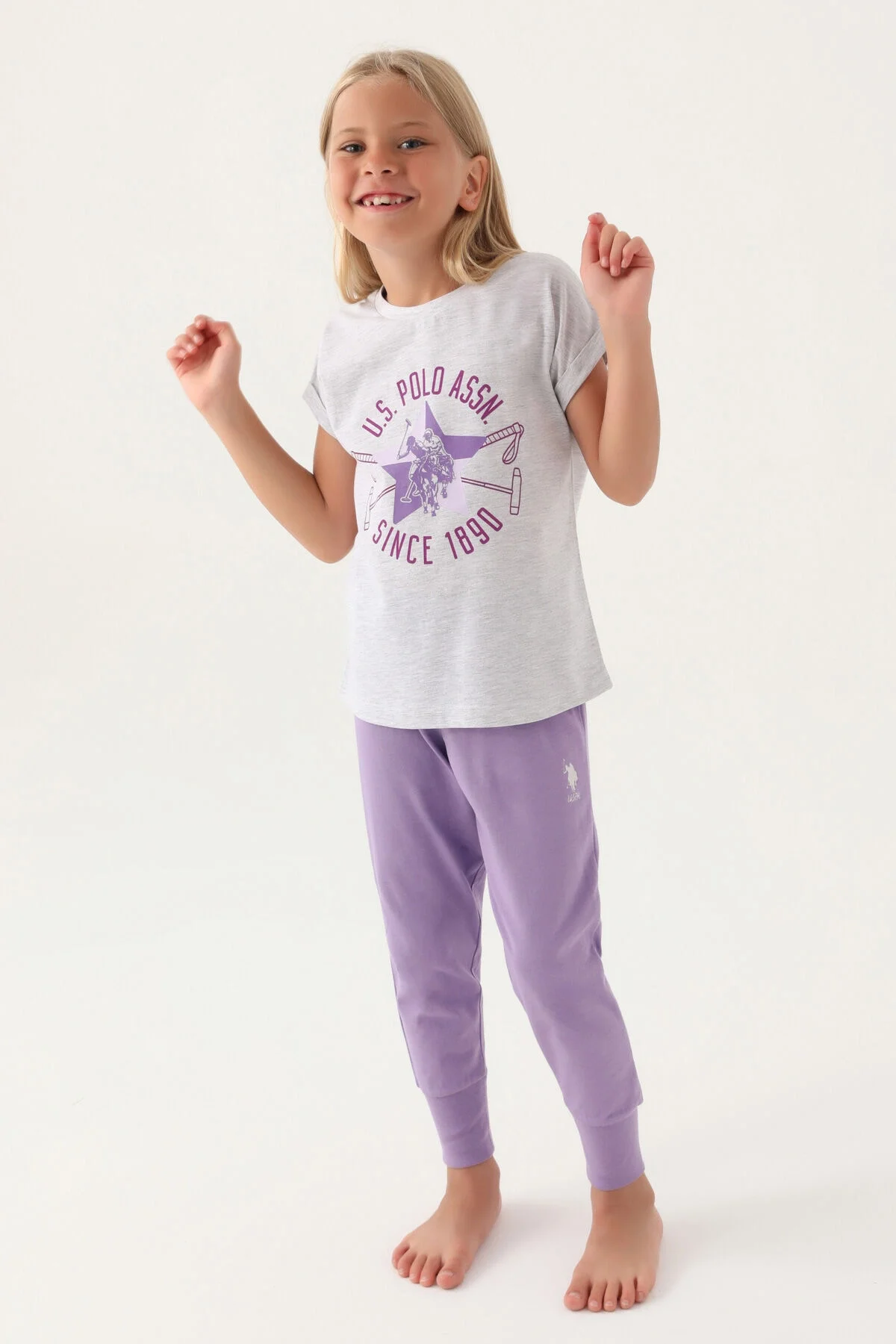 U.S. Polo Assn Kız Çocuk Gri Pijama Takımı